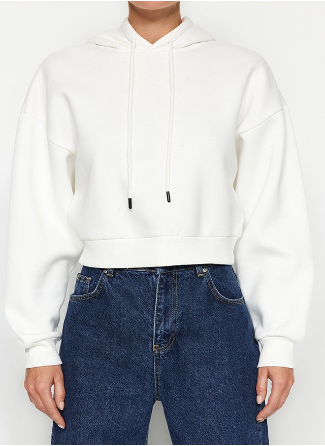 Ecru Thick Fleece Hooded Comfort Fit Crop Basic Knitted Sweatshirt TWOAW24SW00105 - pzsku/ZEF477E6B9EA1996FFA92Z/45/_/1730939845/c50061aa-ee7b-4c17-a1fc-4fa2cbadfb8f