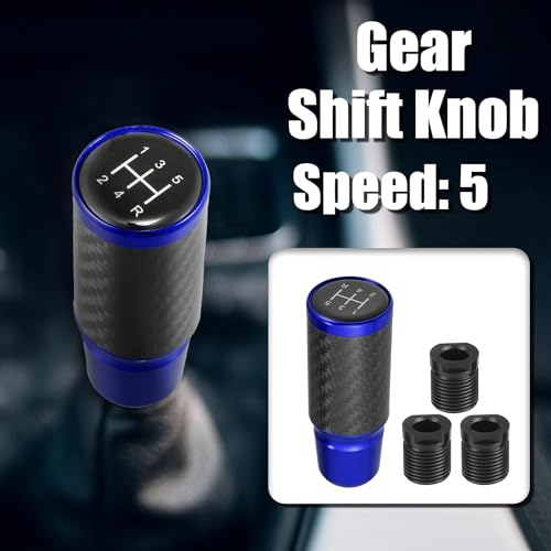 aakichi 5 Speed Pattern Universal Aluminum Modified Shift Knob Manual Stick Gear Shift Knob for Cars with 3 Adapters M8 M10 M12 Carbon Fiber Pattern (Black) - Image 2