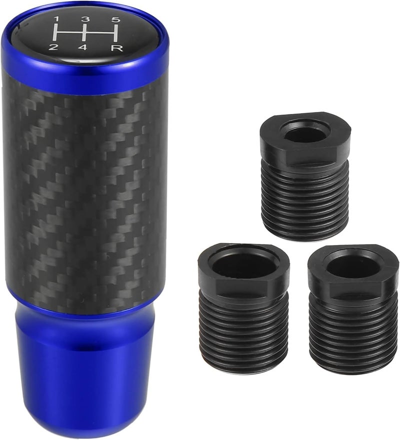 aakichi 5 Speed Pattern Universal Aluminum Modified Shift Knob Manual Stick Gear Shift Knob for Cars with 3 Adapters M8 M10 M12 Carbon Fiber Pattern (Black) - Image 1