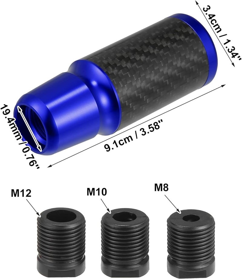 aakichi 5 Speed Pattern Universal Aluminum Modified Shift Knob Manual Stick Gear Shift Knob for Cars with 3 Adapters M8 M10 M12 Carbon Fiber Pattern (Black) - Image 4
