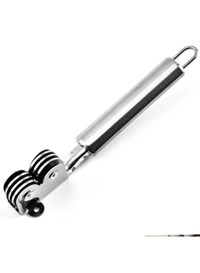 بروماس قطاعة معكرونة متعددة العجلات من الفولاذ المقاوم للصدأ باللون الفضي