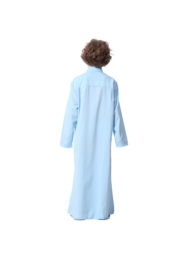 Hanyimidoo Arabic Thobe For Muslim Boys Robes Long Sleeve Kaftan With Pockets Solid Color Middle East Abayas Dubai Clothing - Image 5