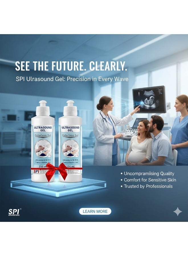 SPI Acoustic Wave Gel Bacteriostatic for Ultrasound and Doppler Machines and Monitors Tube 250 ml ( Colorless) pack of 2 - Image 5