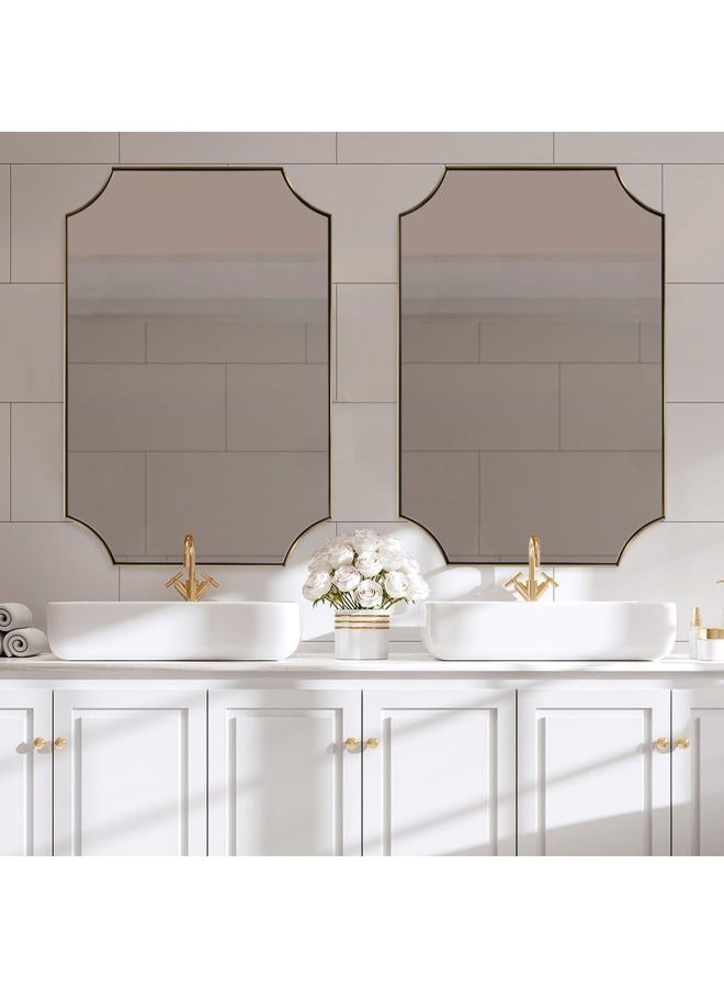 ANDY STAR Brushed Gold Rectangle Mirror, 24x36 Inch Scalloped Bathroom Mirror, Unique Rectangular Mirror with Scalloped Design, Anti-Rust Stainless Steel Frame Deep 1" - Image 3