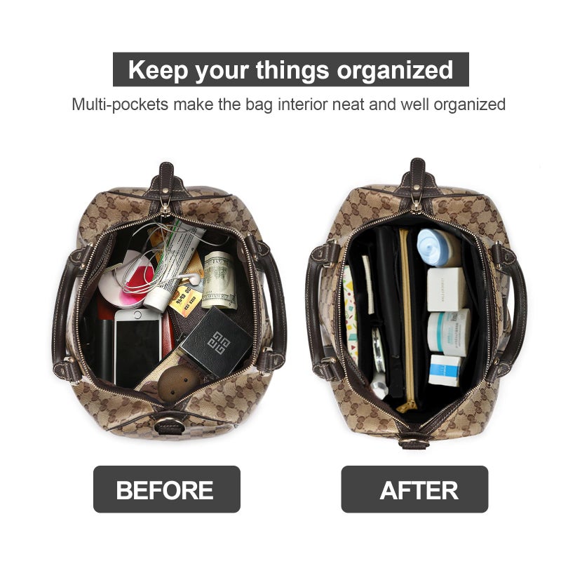 OMYSTYLE Black Large Organizer Insert, Felt Tote Bag Organizer Insert with 5 Sizes, Handbag Dividers for Inside Purse, Compatible with Longchamp, Neverful, Speedy and More - Image 5