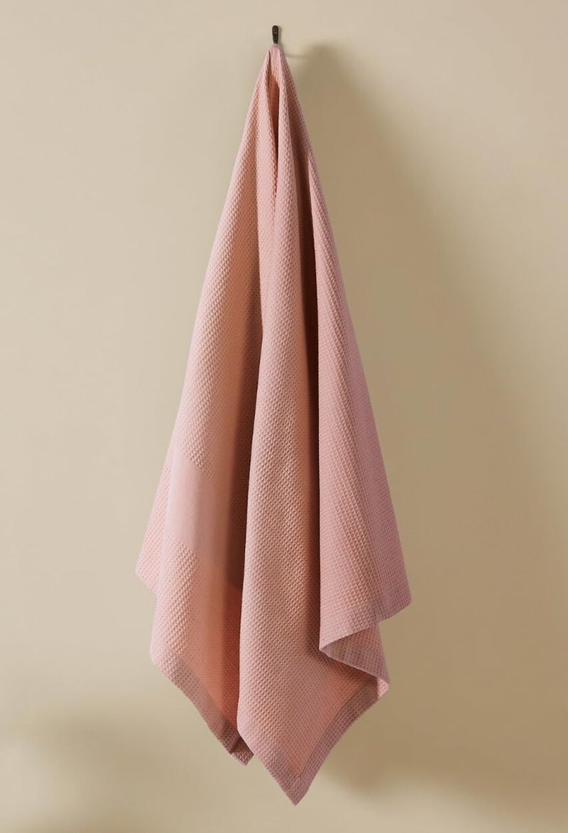 haus & kinder Maple Waffle Bath Towel | Honeycomb Bathing Towels | 100% Cotton Towel for Men, Women | Gym Towels, Spa Towel | Ultra Absorbent Towel | 220 GSM | Quick Dry Solid Dusty Rose, 75x150 Cm - Image 1