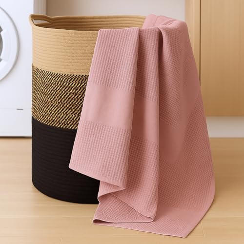 haus & kinder Maple Waffle Bath Towel | Honeycomb Bathing Towels | 100% Cotton Towel for Men, Women | Gym Towels, Spa Towel | Ultra Absorbent Towel | 220 GSM | Quick Dry Solid Dusty Rose, 75x150 Cm - Image 2
