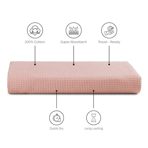 haus & kinder Maple Waffle Bath Towel | Honeycomb Bathing Towels | 100% Cotton Towel for Men, Women | Gym Towels, Spa Towel | Ultra Absorbent Towel | 220 GSM | Quick Dry Solid Dusty Rose, 75x150 Cm - Image 4