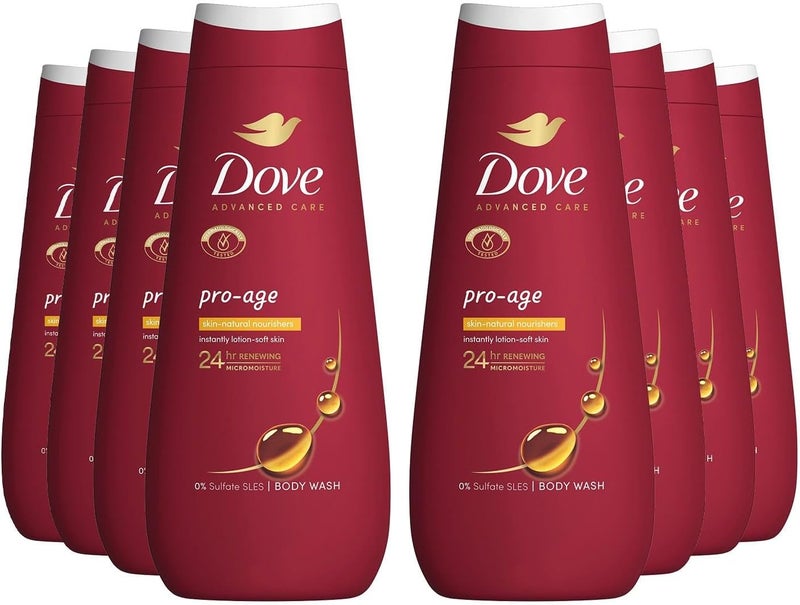 Dove Advanced Care Sulphate Free Body Wash for Women Made with SkinNatural Nourishers and Micromoisture Provides 24 Hours Renewing LotionSoft Softer Skin 400ml Pack of 8