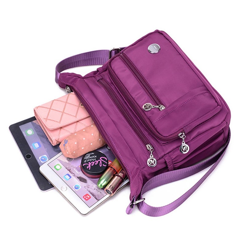 KARRESLY Women's Shoulder Bags Travel Handbag Messenger Cross Body Nylon Bags with Lots of Pockets(Red-L) - Image 5