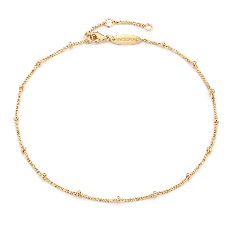 VACRONA Gold Anklets for Women 14K Gold Plated Boho Beach Beaded Chain Anklet Daint Turquoises Evil Eye Ankle Bracelet Adjustable Chain Anklet Foot Jewelry - Image 1
