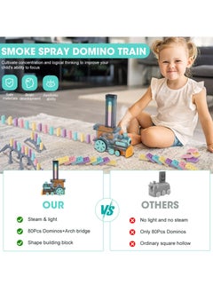 Excefore Domino Train Toy Set, Domino Electric Train Model with Sounds and Light, Domino Blocks Building Stacking Toy, STEM Creative Gift for 3 4 5 6 7 Year Old Boys Girls  - Image 3