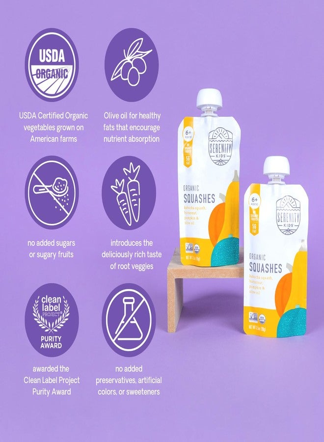 Serenity Kids 6+ Months USDA Organic Veggie Puree Baby Food Pouches | No Sugary Fruits or Added Sugar | Allergen Free | 3.5 Ounce BPA-Free Pouch | Squashes | 1 Count - Image 5