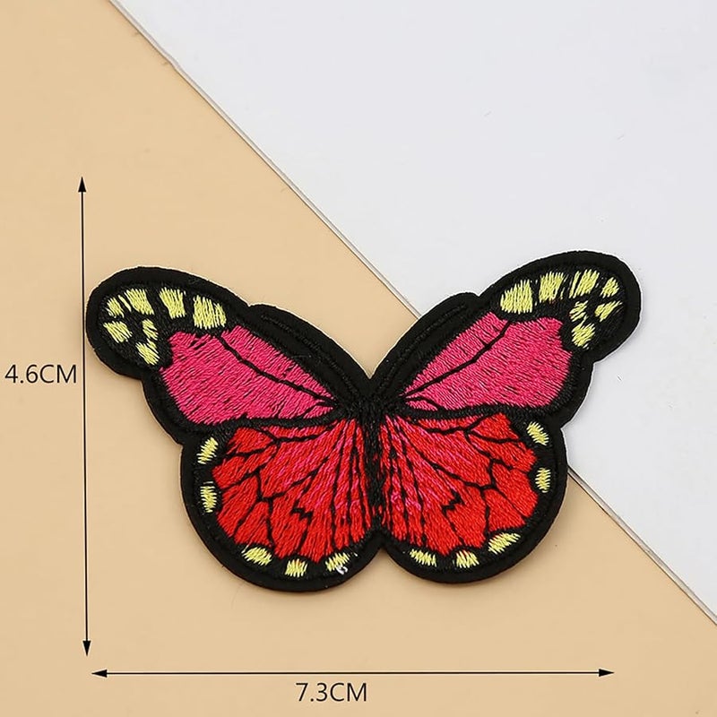 فراشات حمراء زاهية لاصقة من الحديد 10 قطع تطريز تطبيق على الملابس والسترات والجينز - Image 5