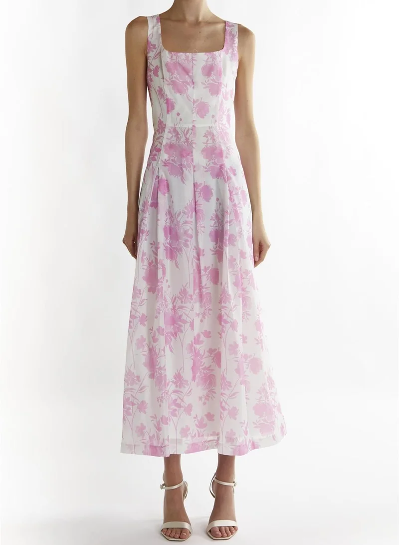 True Decadence Candy-Pink Floral Leanna A-line Midaxi-Dress