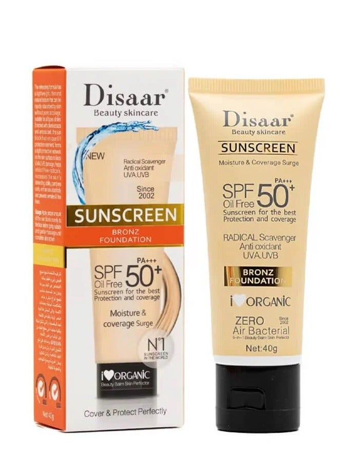 Disaar 3 Pieces of Sunscreen Bronze Foundation SPF 50 - 40g - Image 2