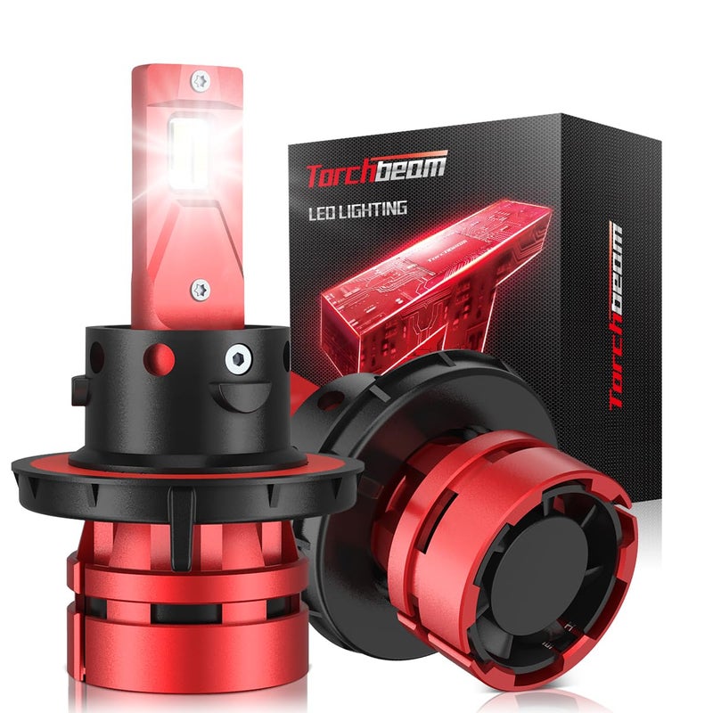 Torchbeam T2 H139008 Bulbs Kit 45000LM 900 Superior Brighter Bulbs H13 Fog Bulbs 6500K Cool White Light with Fan Plug and Play Pack of 2