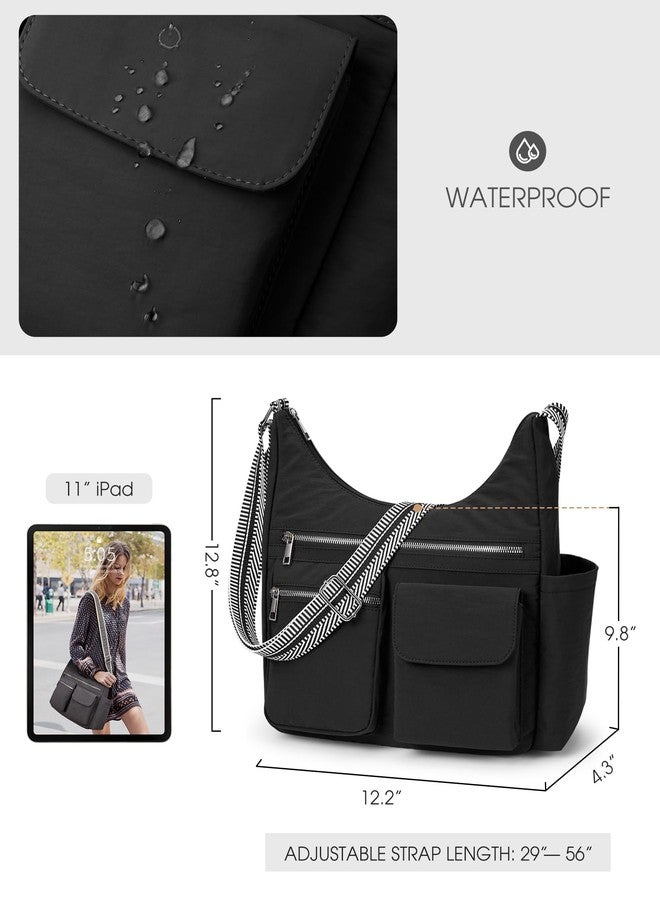 KALIDI FANCY FOREST KALIDI Nylon Crossbody Bags for Women Trendy Cross Body Purse with Multiple Pockets For Ladies Casual Work Travel, Black - Image 4