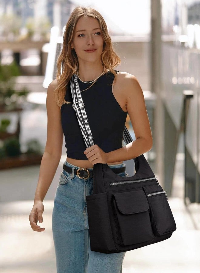 KALIDI FANCY FOREST KALIDI Nylon Crossbody Bags for Women Trendy Cross Body Purse with Multiple Pockets For Ladies Casual Work Travel, Black - Image 2