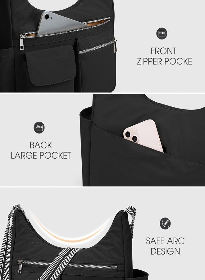 KALIDI FANCY FOREST KALIDI Nylon Crossbody Bags for Women Trendy Cross Body Purse with Multiple Pockets For Ladies Casual Work Travel, Black - Image 3