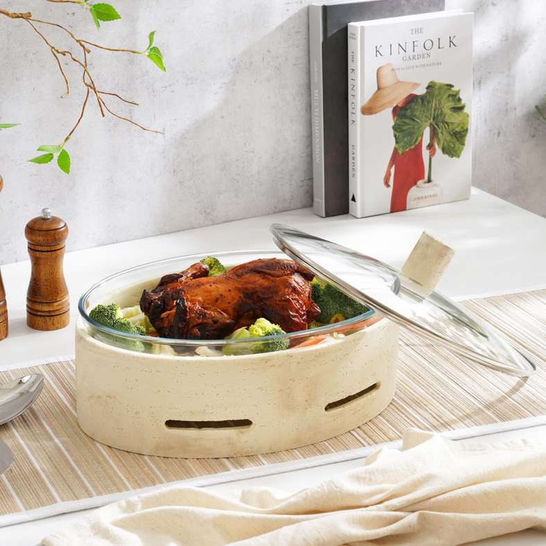 Pan Home ساعة الطعام البيج oval 2.5 لتر