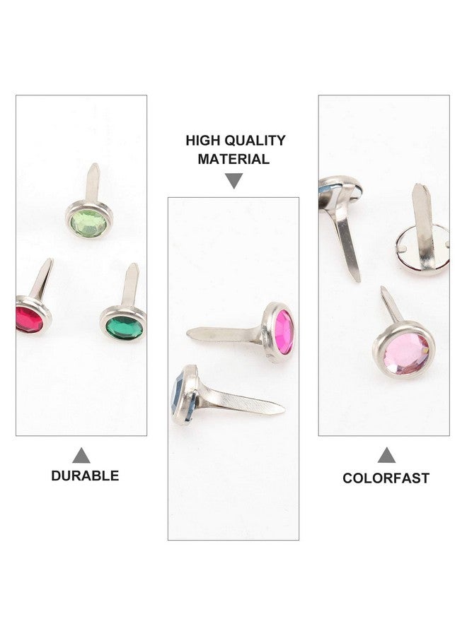 Amosfun 100Pcs Mini Brads Heart Metal Scrapbooking Brads Paper Fasteners For Diy Crafts 8X15Mm (Random Color) - Image 5