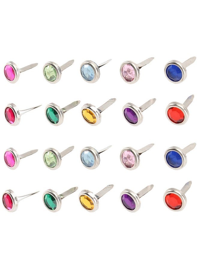 Amosfun 100Pcs Mini Brads Heart Metal Scrapbooking Brads Paper Fasteners For Diy Crafts 8X15Mm (Random Color) - Image 1