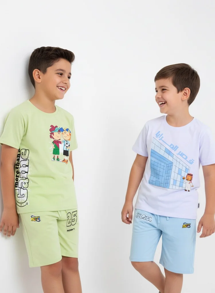 zaitoon 2 Boys' Casual Outfit Set – Spacetoon Characters (Kudo, Moodo & Falfool)