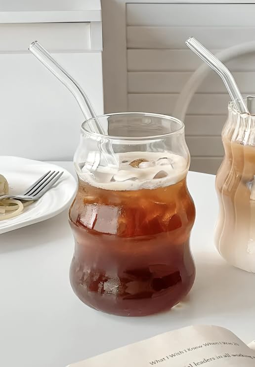 SKDBPM Can Shape Drinking Glasses Tumbler with Straw 500ml for Juice Cocktail Iced Tea Coffee Hot Cold Drink Cup Home Office TravelPack of 1 - Image 1