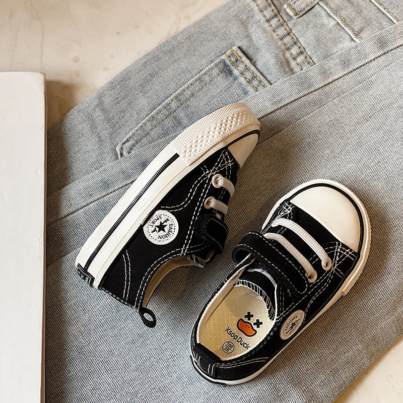 Children's Velcro Canvas Shoes 2025 Autum New Small, Medium and Large Boys and Girls Student Sneakers Soft Bottom Baby Shoes Trbottomy - Image 5