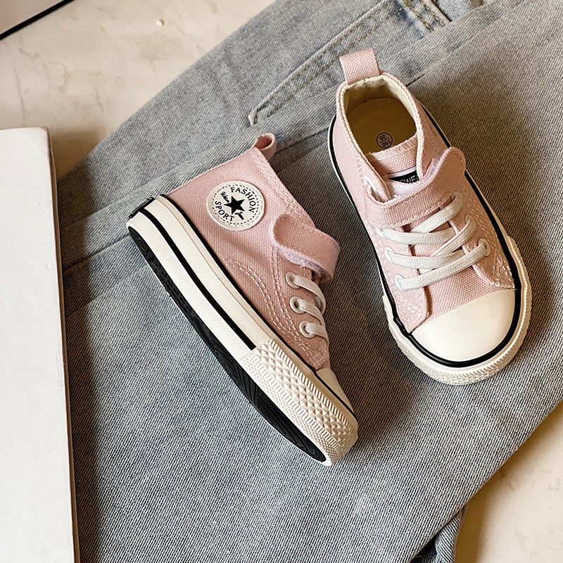 Children's Velcro Canvas Shoes 2025 Autum New Small, Medium and Large Boys and Girls Student Sneakers Soft Bottom Baby Shoes Trbottomy - Image 1