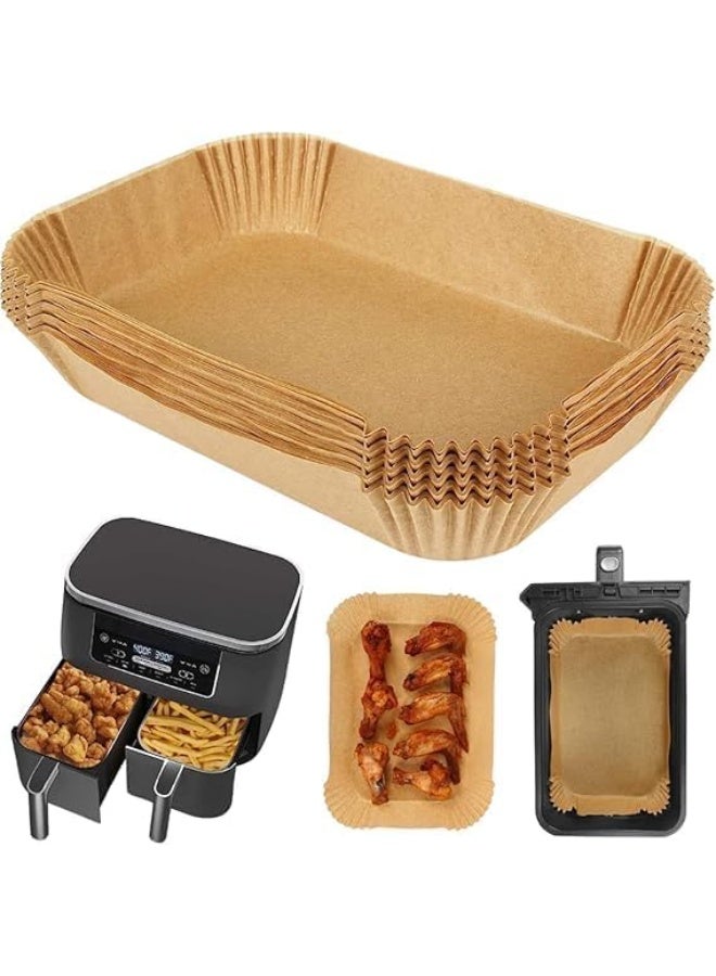 100 قطعة من بطانات المقلاة الهوائية 22 سم × 14 سم، ورق برشمان مستطيل للاستعمال مرة واحدة متوافق مع المقلاة الهوائية ببابين، اوراق خبز مقاومة للماء والزيوت مقاومة للحرارة، ملحقات الطبخ - Image 1