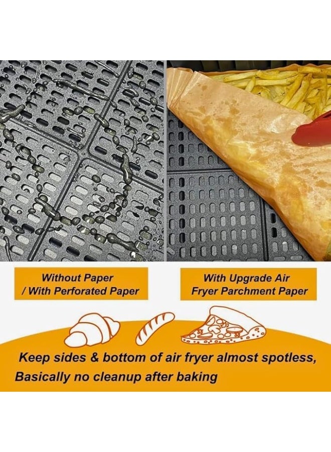 100 قطعة من بطانات المقلاة الهوائية 22 سم × 14 سم، ورق برشمان مستطيل للاستعمال مرة واحدة متوافق مع المقلاة الهوائية ببابين، اوراق خبز مقاومة للماء والزيوت مقاومة للحرارة، ملحقات الطبخ - Image 4