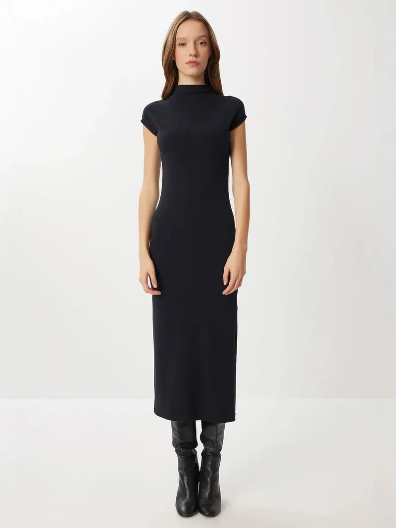 إسطنبول الساحرة ISTANBUL Bodycon Midi Dress with Half Turtleneck