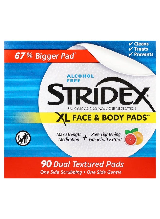 Stridex, XL Face & Body Pads™, Alcohol Free, 90 Dual Textured Pads - Image 1