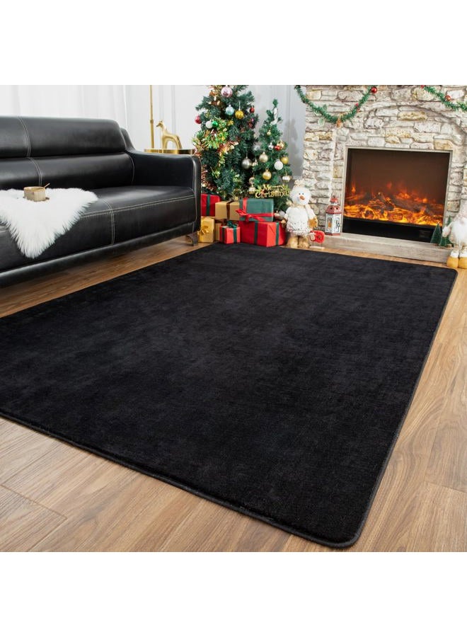 Przemy Washable Area Rug for Living Room Bedroom, 6x9 Feet Black Memory Foam Rug, Super Soft Modern Indoor Carpet for Kids Room Girls Boys Dorm Nursery Decor Mat - Image 1
