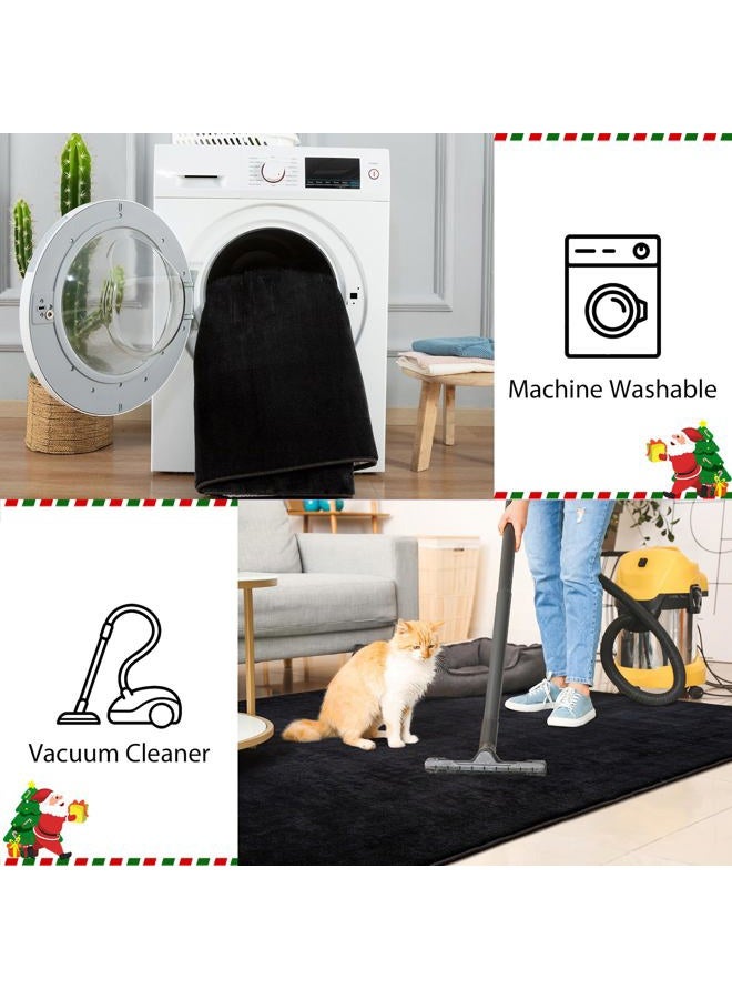Przemy Washable Area Rug for Living Room Bedroom, 6x9 Feet Black Memory Foam Rug, Super Soft Modern Indoor Carpet for Kids Room Girls Boys Dorm Nursery Decor Mat - Image 5