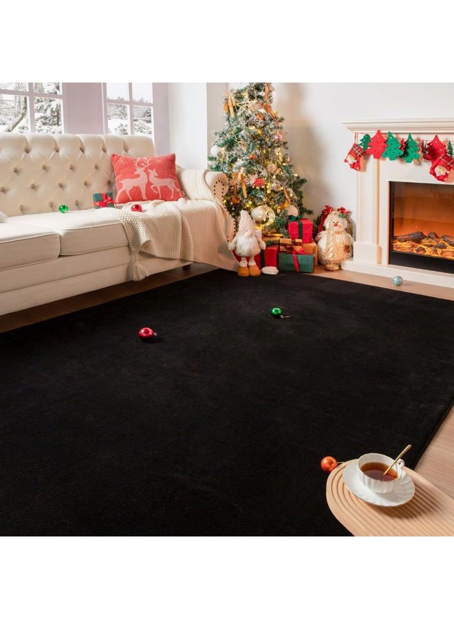 Przemy Washable Area Rug for Living Room Bedroom, 6x9 Feet Black Memory Foam Rug, Super Soft Modern Indoor Carpet for Kids Room Girls Boys Dorm Nursery Decor Mat - Image 2