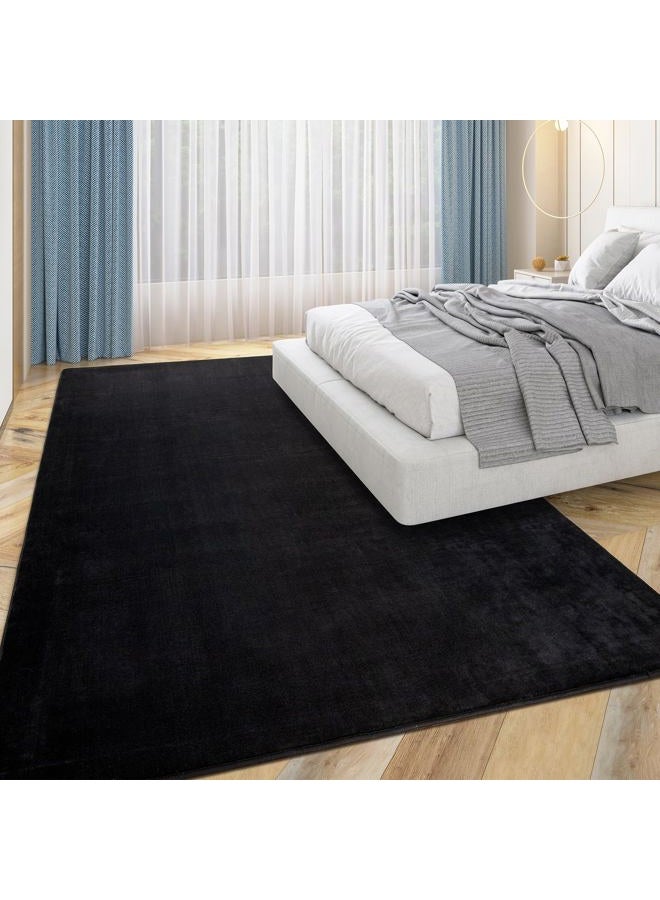 Przemy Washable Area Rug for Living Room Bedroom, 6x9 Feet Black Memory Foam Rug, Super Soft Modern Indoor Carpet for Kids Room Girls Boys Dorm Nursery Decor Mat - Image 3