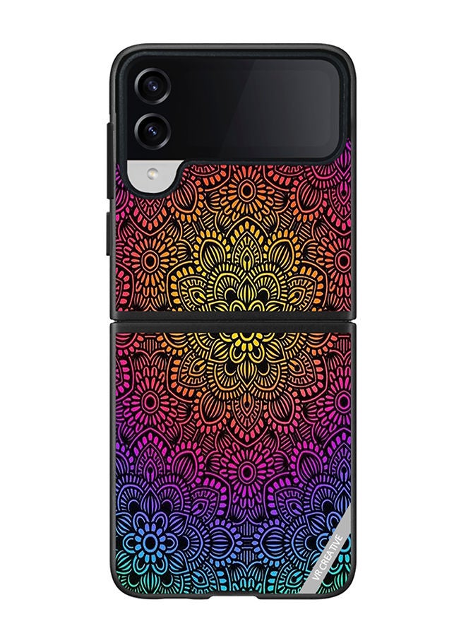 VR CREATIVE Protective Case Cover For Samsung Galaxy Z Flip4 Mandala Design Multicolour - Image 1