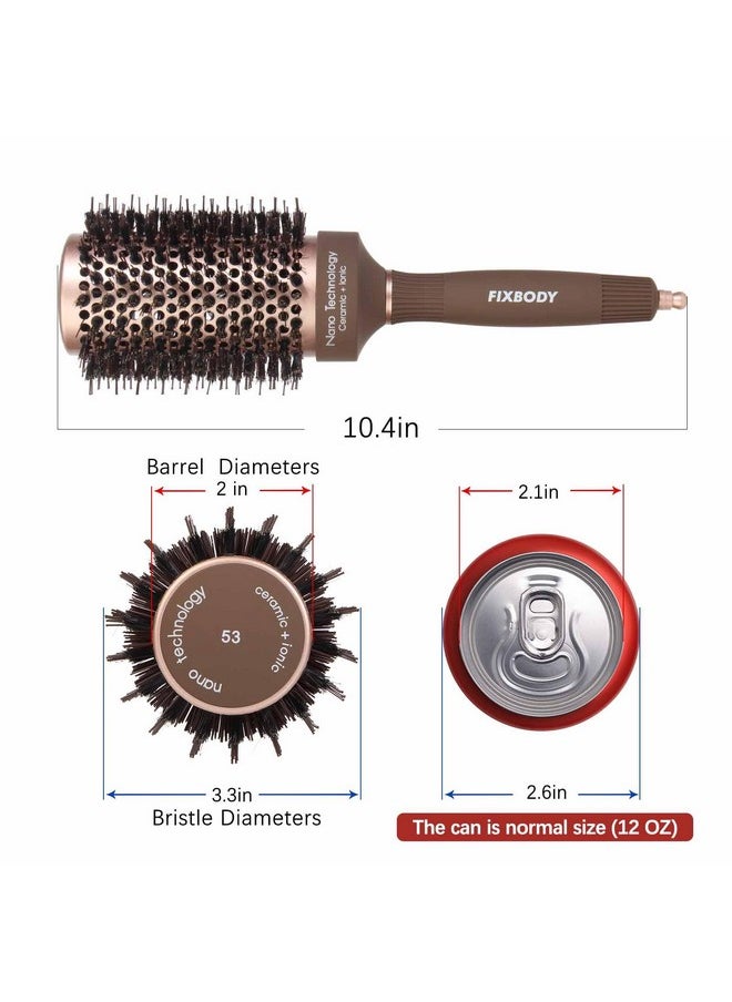FIXBODY FIXBODY Hair Brush, Round Brush for Blow Drying, Curling, Styling, Nano Thermal Ceramic & Ionic Tech, Boar Bristle, 3.3 inch, 2 inch Barrel, for Women, Volume & Shine, Brown, Hair Brush for Thick Hair  - Image 2