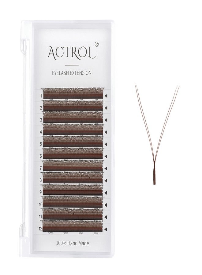 ACTROL YY Lashes Extension Professional Grade Brown 0.07mm C Curl 10mm Volume Individual YY Eyelashes Extension Y Shaped Soft Eyelashes Thin Root Easy Fan Making for Lash Artists - Image 1