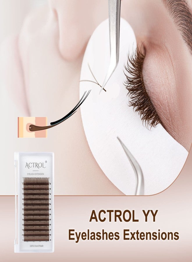 ACTROL YY Lashes Extension Professional Grade Brown 0.07mm C Curl 10mm Volume Individual YY Eyelashes Extension Y Shaped Soft Eyelashes Thin Root Easy Fan Making for Lash Artists - Image 4