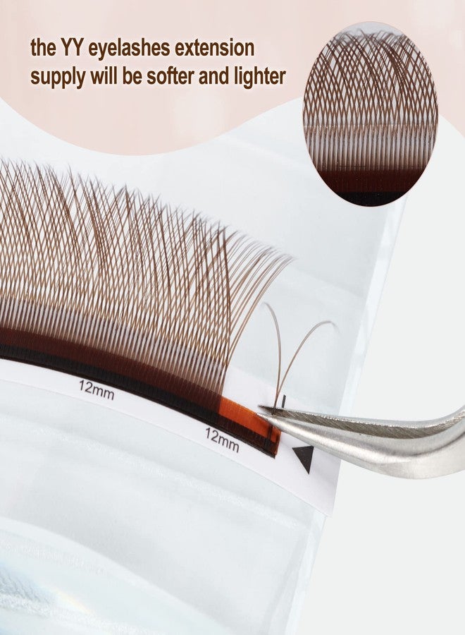 ACTROL YY Lashes Extension Professional Grade Brown 0.07mm C Curl 10mm Volume Individual YY Eyelashes Extension Y Shaped Soft Eyelashes Thin Root Easy Fan Making for Lash Artists - Image 5