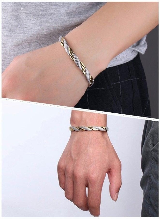 Chic Magnetic Dragon Textured Bracelet Fashionable Geometric Detachable Cuff Bangle Multicolor Casual Wrist Jewelry Gift for Men Father Brother Gold/Silver - Image 2