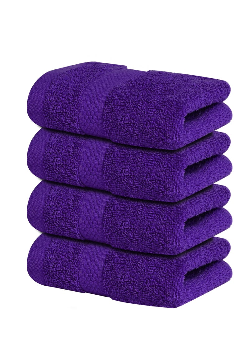 Infinitee Xclusives Infinitee Xclusives Premium Purple Washcloths Set – Pack of 4, 13 x 13 Inches (33 x 33cm) 100% Cotton Wash Cloths for Your Body and Face Towels, Kitchen Dish Towels and Rags, Baby Washcloth  - Image 1