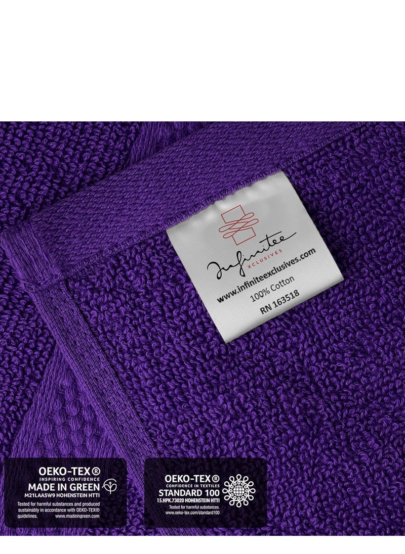 Infinitee Xclusives Infinitee Xclusives Premium Purple Washcloths Set – Pack of 4, 13 x 13 Inches (33 x 33cm) 100% Cotton Wash Cloths for Your Body and Face Towels, Kitchen Dish Towels and Rags, Baby Washcloth  - Image 5