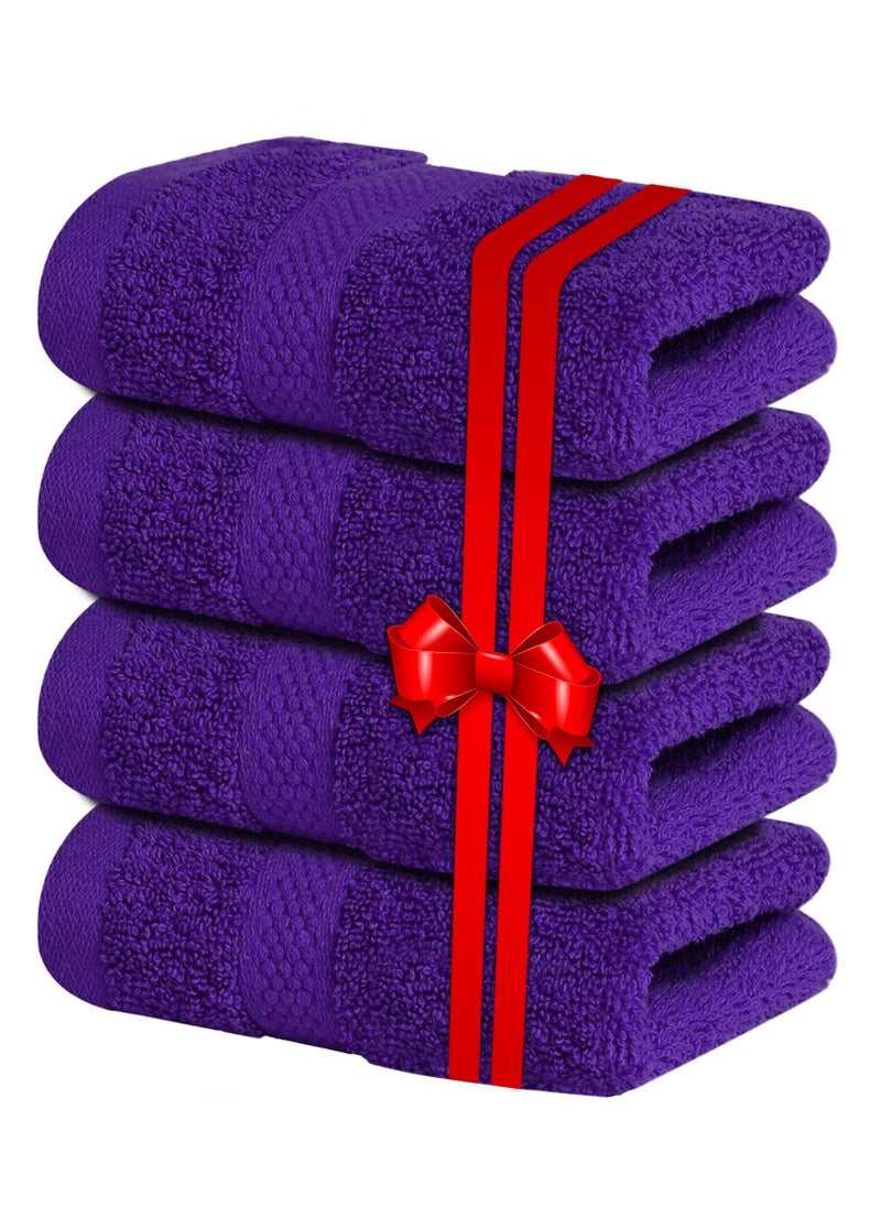 Infinitee Xclusives - Infinitee Xclusives Premium Purple Washcloths Set – Pack of 4, 13 x 13 Inches (33 x 33cm) 100% Cotton Wash Cloths for Your Body and Face Towels, Kitchen Dish Towels and Rags, Baby Washcloth - Image 1