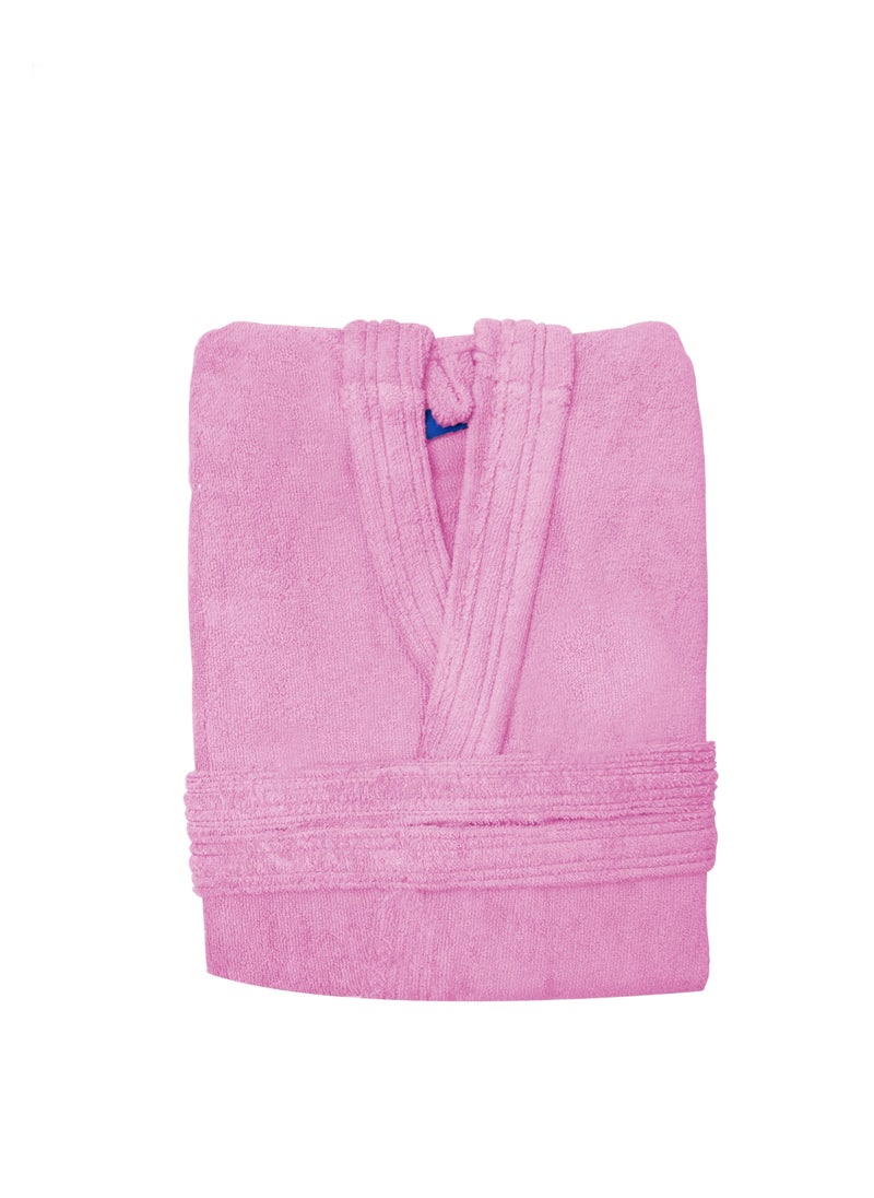 Banotex - Soft cotton unisex bathrobe with a pocket and a waist belt with a distinctive slipper in an elegant design, multi-size, pink - Image 1