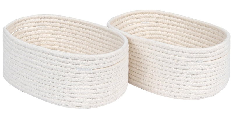 CubesLand Cube Shelf Closet Storage Baskets Bins,Woven Basket for Organizing/Storage,Long-lasting &Skin-friendly Toy Storage Basket Bin,Stylish Room Decor Basket,Off White Cotton Rope Basket 2 Packs - Image 1